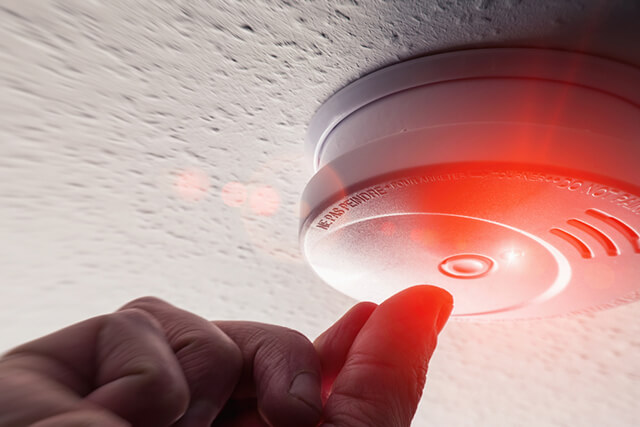 Smoke alarm detector on ceiling