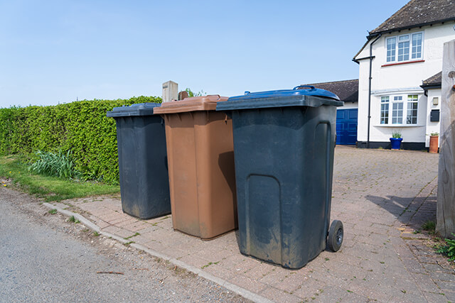 Waste bins outside holiday home