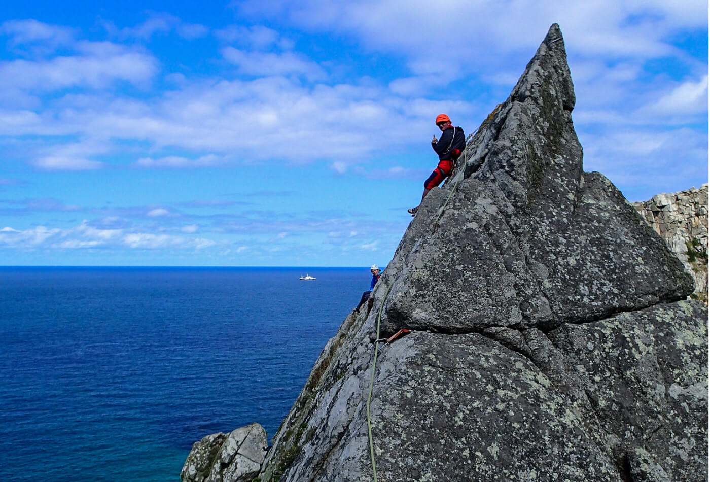 Climbing in Cornwall on Bosigran Ridge aka Commando Ridge.