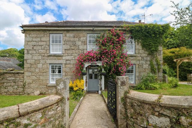 View of Connie's Cottage, near Porthleven, across the front garden.