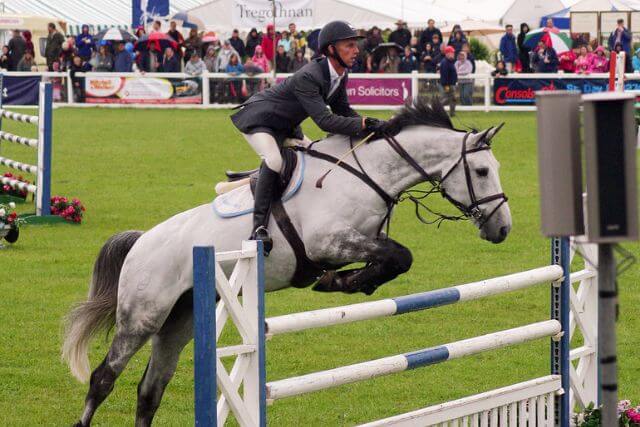 Horse jumping at the Royal Cornwall Show. 