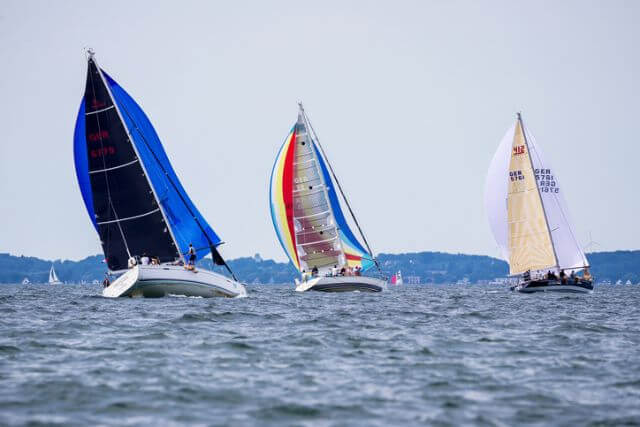 Sailing boats at a regatta. 