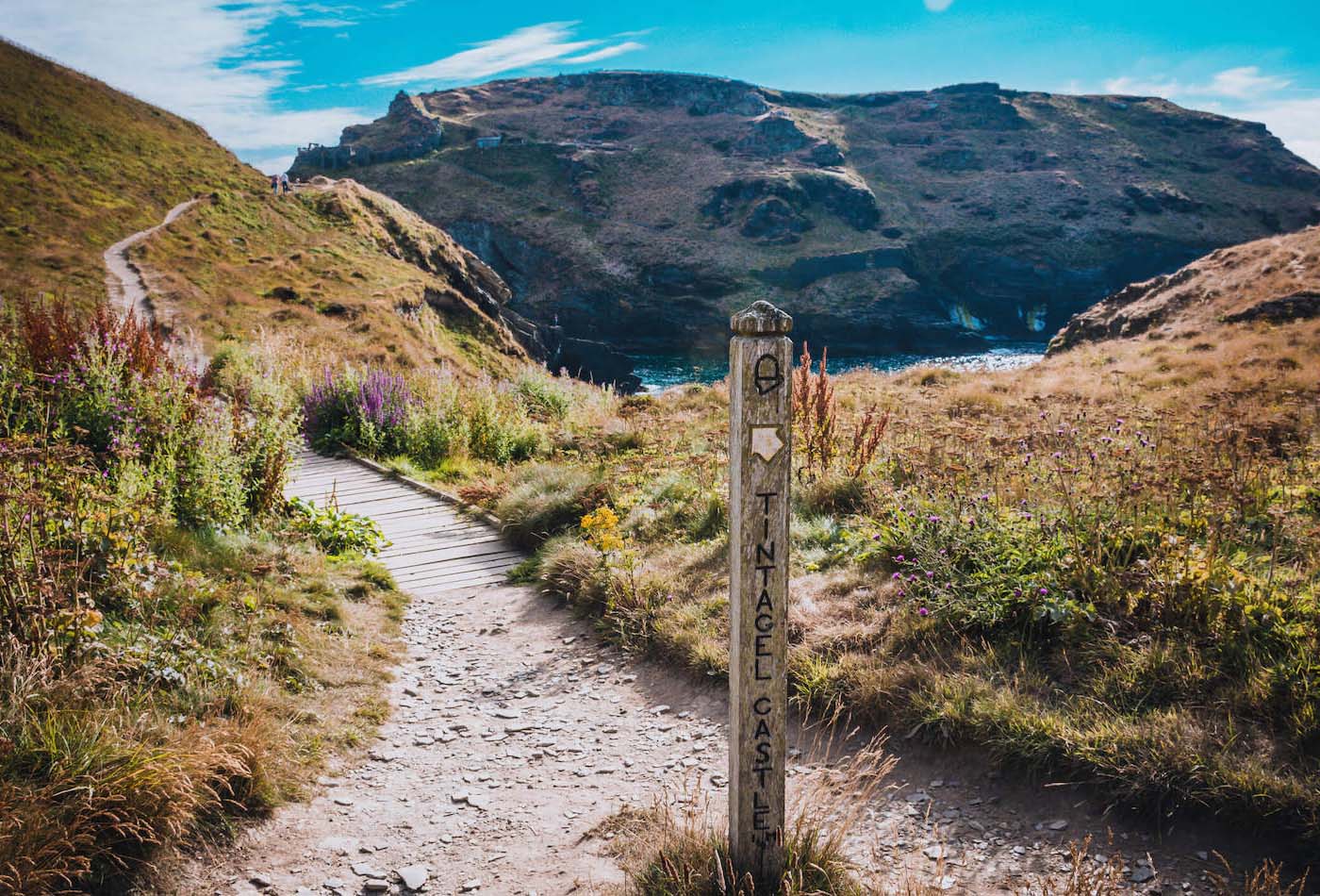 Best walks in Cornwall - Sign Post for Tintagel on the South West Coast Path