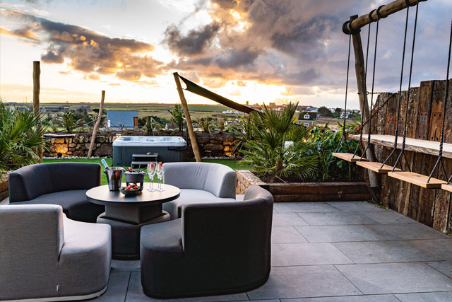 Patio of Sea the View Property Near Porthcurno