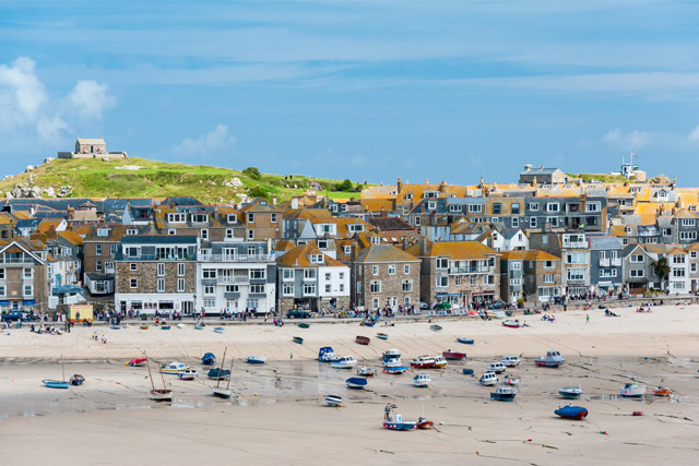 View of buildings along St Ives Seafront