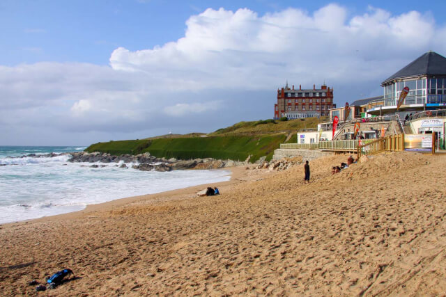 View along Fistral beach, close to some of the best restaurants in Cornwall