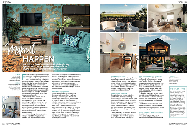  Tips on Holiday Let Advertising and Marketing | A feature about Cornish Cottage Holidays in Cornwall Living Magazine