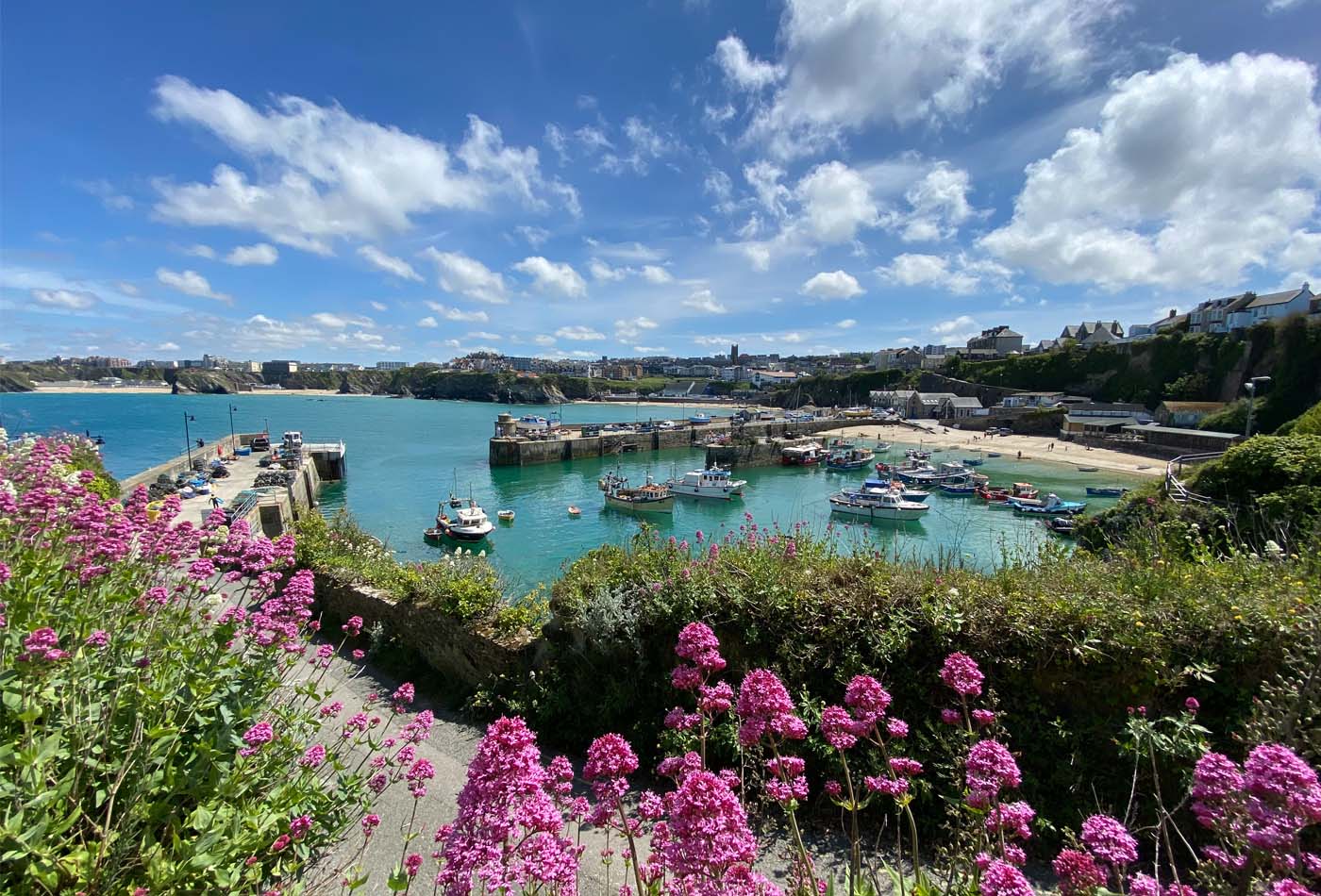 Landscape view of Newquay Harbour