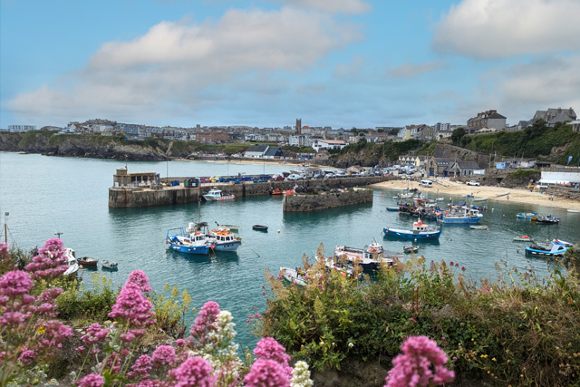 View of Newquay across the harbour