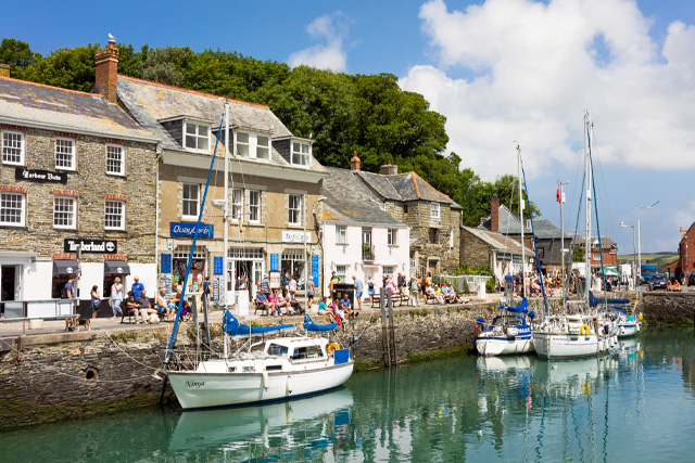 Shopfronts along Padstow Harbour