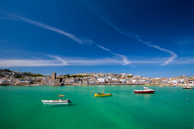 View of St Ives across the harbour