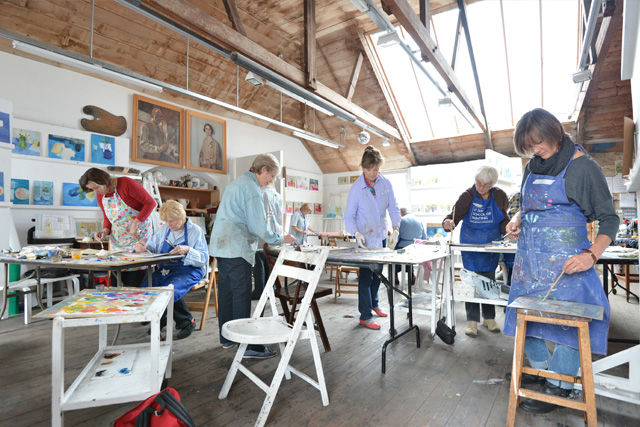 A painting course in St Ives School of Painting's Leonard Fuller Studio