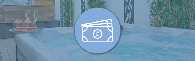 A banner showing a hot tub with a cash icon in the foreground