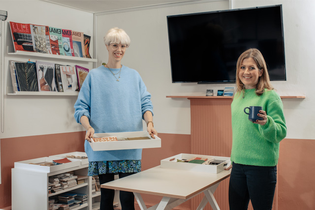 Hollie Milne and Jennie Trethewy in the studio at Studio Far West